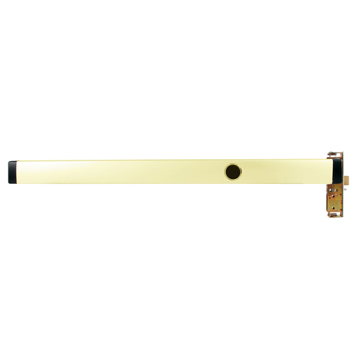 Mortise Exit Device, 1-1/2" Backset, Narrow Stile Aluminum Doors, RHR, 42", Cylinder Dogging, Bright Brass