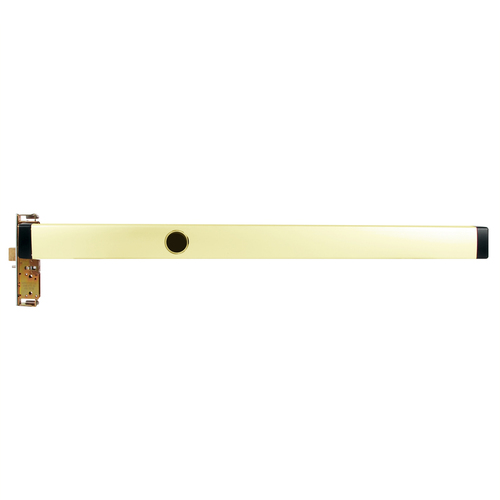 Mortise Exit Device, 1-1/2" Backset, Narrow Stile Aluminum Doors, LHR, 36", Cylinder Dogging, Bright Brass