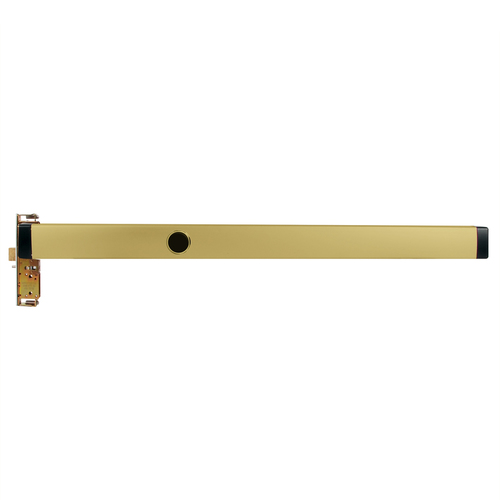 Mortise Exit Device, 1-1/2" Backset, Narrow Stile Aluminum Doors, LHR, 30", Cylinder Dogging, Satin Brass