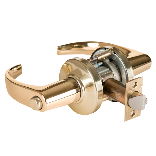 9K Series 2-3/4" Backset Privacy 14 Lever and C Rose with ANSI Strike Bright Brass Finish