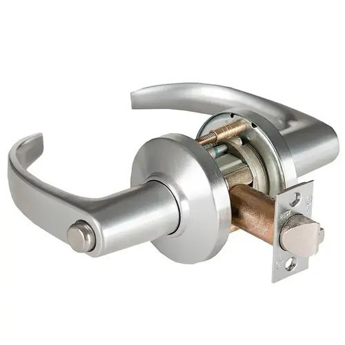 Grade 1 Hospital Privacy Cylindrical Lock, Lost Motion, 14 Lever, C Rose, Non-Keyed, Satin Chrome Finish, 2-3/4" ANSI Strike, Non-handed Satin Chrome