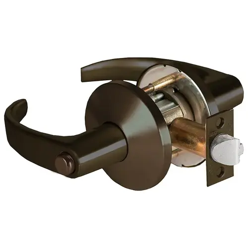 Grade 1 Privacy Cylindrical Lock, Lost Motion, 14 Lever, L Rose, Non-Keyed, Dark Bronze Finish, 4-7/8" ANSI Strike, Non-handed Dark Bronze