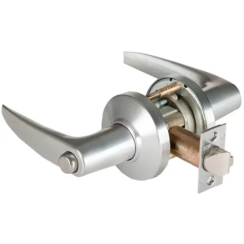 Grade 1 Hospital Privacy Cylindrical Lock, Lost Motion, 16 Lever, C Rose, Non-Keyed, Satin Chrome Anti-Microbial Finish, 2-3/4" ANSI Strike, Non-handed Satin Chrome Anti-Microbial