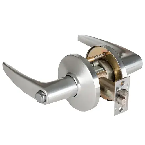 Grade 1 Hospital Privacy Cylindrical Lock, Lost Motion, 16 Lever, D Rose, Non-Keyed, Satin Chrome Finish, 4-7/8" ANSI Strike, Non-handed Satin Chrome