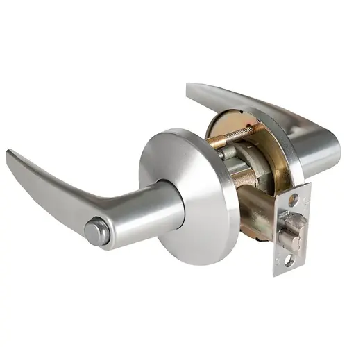 9K Series 2-3/4" Backset Privacy 16 Lever and L Rose with ANSI Strike Satin Chrome Finish