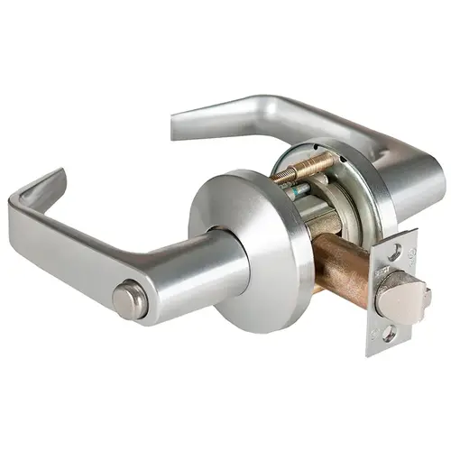 Grade 1 Privacy Cylindrical Lock, Lost Motion, 15 Lever, K Rose, Non-Keyed, Satin Chrome Anti-Microbial Finish, 2-3/4" ANSI Strike, Non-handed Satin Chrome Anti-Microbial