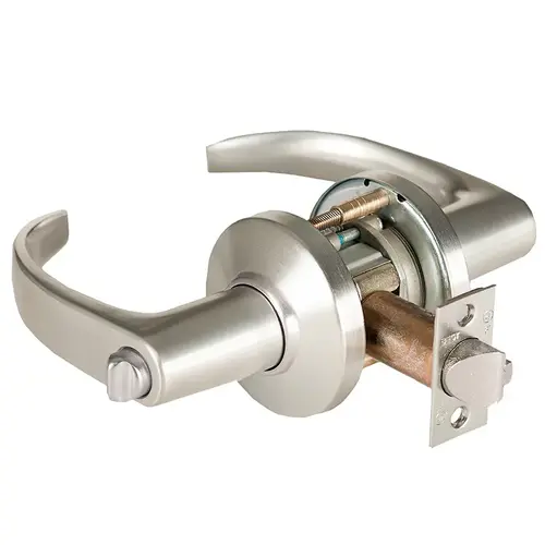 Grade 1 Communicating Cylindrical Lock, Lost Motion, 14 Lever, C Rose, Non-Keyed, Satin Nickel Finish, 2-3/4" ANSI Strike, Non-handed Satin Nickel