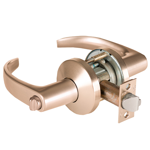 Grade 1 Communicating Cylindrical Lock, Lost Motion, 14 Lever, K Rose, Non-Keyed, Satin Bronze Finish, 4-7/8" ANSI Strike, Non-handed Satin Bronze