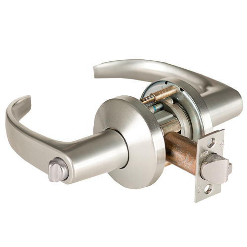 Grade 1 Communicating Cylindrical Lock, Lost Motion, 14 Lever, K Rose, Non-Keyed, Satin Nickel Finish, 4-7/8" ANSI Strike, Non-handed Satin Nickel