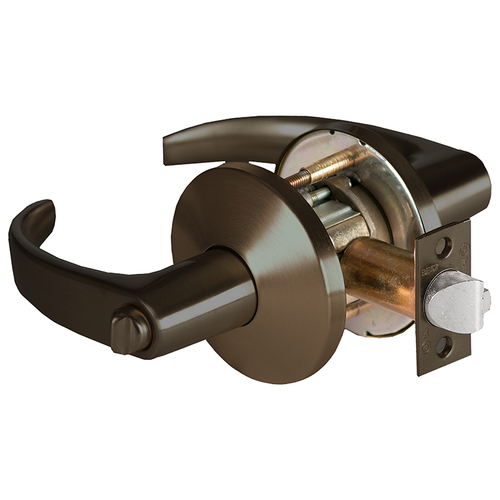 Grade 1 Communicating Cylindrical Lock, Lost Motion, 14 Lever, L Rose, Non-Keyed, Oil-Rubbed Bronze Finish, 2-3/4" ANSI Strike, Non-handed Oil-Rubbed Bronze