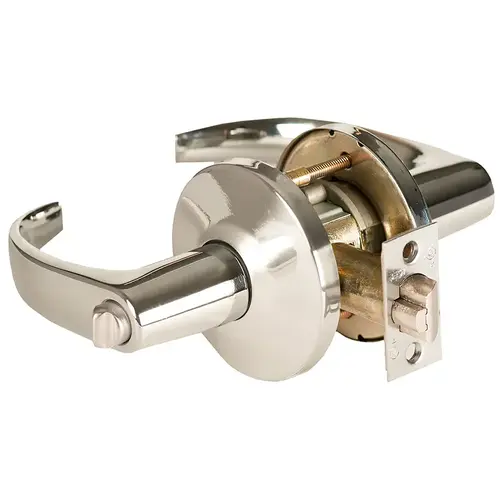 Grade 1 Communicating Cylindrical Lock, Lost Motion, 14 Lever, L Rose, Non-Keyed, Bright Nickel Finish, 4-7/8" ANSI Strike, Non-handed Bright Nickel