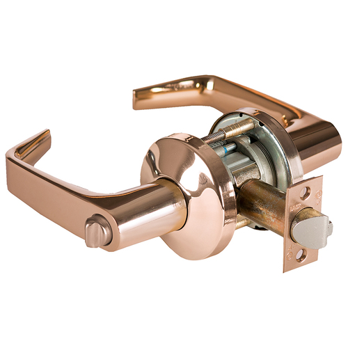 Grade 1 Communicating Cylindrical Lock, Lost Motion, 15 Lever, K Rose, Non-Keyed, Bright Bronze Finish, 2-3/4" ANSI Strike, Non-handed Bright Bronze