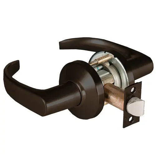 Grade 1 Patio Cylindrical Lock, Lost Motion, 14 Lever, C Rose, Non-Keyed, Dark Bronze Finish, 4-7/8" ANSI Strike, Non-handed Dark Bronze