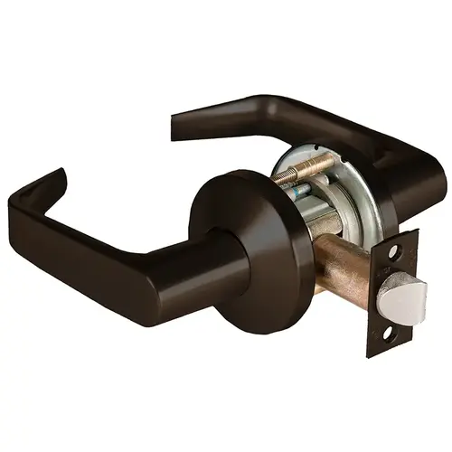 Grade 1 Patio Cylindrical Lock, Lost Motion, 15 Lever, K Rose, Non-Keyed, Dark Bronze Finish, 2-3/4" ANSI Strike, Non-handed Dark Bronze