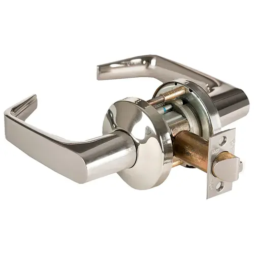 Grade 1 Passage Cylindrical Lock, Lost Motion, 15 Lever, K Rose, Non-Keyed, Bright Nickel Finish, 4-7/8" ANSI Strike, Non-handed Bright Nickel