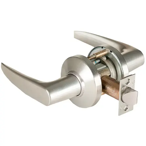 Grade 1 Passage Cylindrical Lock, Lost Motion, 16 Lever, C Rose, Non-Keyed, Satin Nickel Finish, 2-3/4" ANSI Strike, Non-handed Satin Nickel