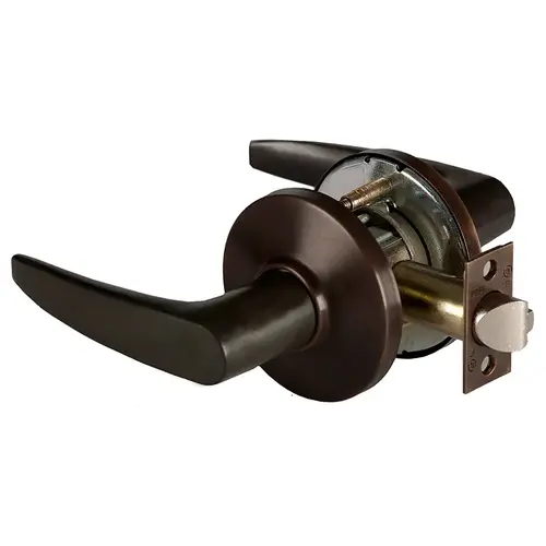 Grade 1 Patio Cylindrical Lock, Lost Motion, 16 Lever, D Rose, Non-Keyed, Dark Bronze Finish, 4-7/8" ANSI Strike, Non-handed Dark Bronze