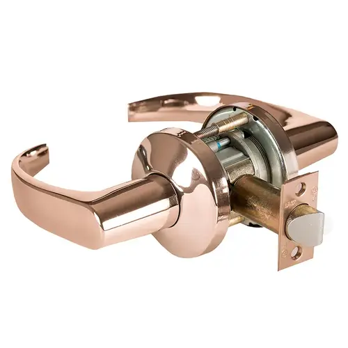 Grade 1 Passage Cylindrical Lock, Lost Motion, 14 Lever, K Rose, Non-Keyed, Bright Bronze Finish, 4-7/8" ANSI Strike, Non-handed Bright Bronze