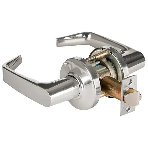 Grade 1 Exit Cylindrical Lock, Lost Motion, 15 Lever, C Rose, Non-Keyed, Bright Chrome Finish, 2-3/4" ANSI Strike, Non-handed Bright Chrome