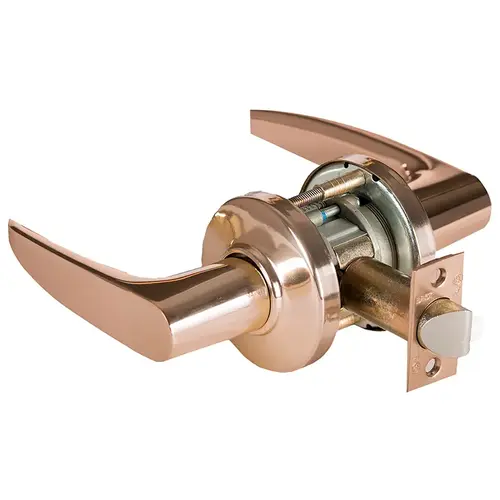 Grade 1 Passage Cylindrical Lock, Lost Motion, 16 Lever, C Rose, Non-Keyed, Bright Bronze Finish, 2-3/4" ANSI Strike, Non-handed Bright Bronze