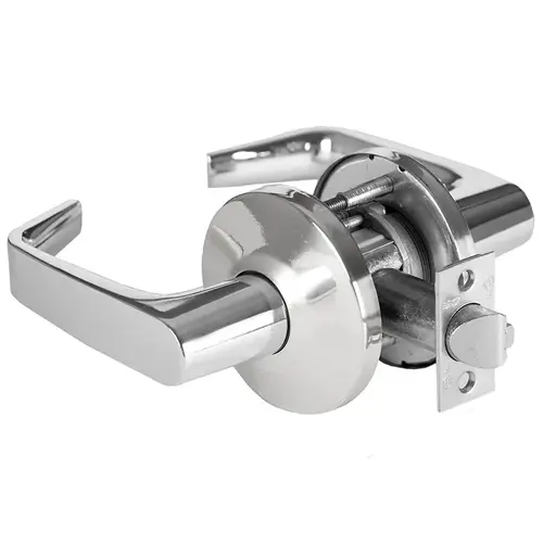 Grade 1 Passage Cylindrical Lock, Lost Motion, 15 Lever, L Rose, Non-Keyed, Bright Chrome Finish, 4-7/8" ANSI Strike, Non-handed Bright Chrome