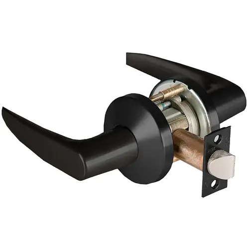 Grade 1 Patio Cylindrical Lock, Lost Motion, 16 Lever, K Rose, Non-Keyed, Matte Black Finish, 4-7/8" ANSI Strike, Non-handed Matte Black