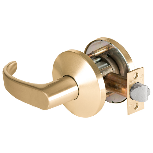 9K Series 2-3/4" Backset Exit 14 Lever and L Rose with ANSI Strike Satin Brass Finish