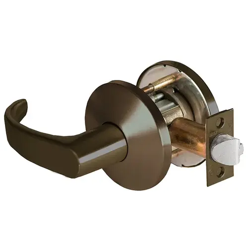 Grade 1 Exit Cylindrical Lock, Lost Motion, 14 Lever, L Rose, Non-Keyed, Oil-Rubbed Bronze Finish, 2-3/4" ANSI Strike, Non-handed Oil-Rubbed Bronze