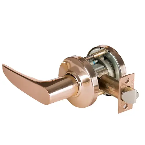 Grade 1 Exit Cylindrical Lock, Lost Motion, 16 Lever, C Rose, Non-Keyed, Bright Bronze Finish, 4-7/8" ANSI Strike, Non-handed Bright Bronze