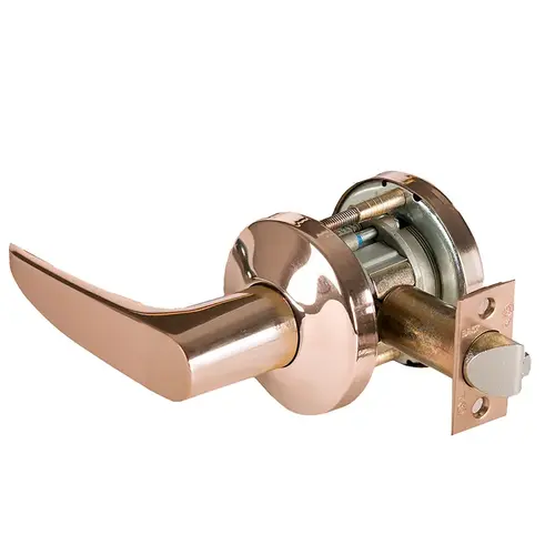 Grade 1 Exit Cylindrical Lock, Lost Motion, 16 Lever, K Rose, Non-Keyed, Bright Bronze Finish, 4-7/8" ANSI Strike, Non-handed Bright Bronze