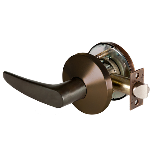 Grade 1 Exit Cylindrical Lock, Lost Motion, 16 Lever, L Rose, Non-Keyed, Oil-Rubbed Bronze Finish, 4-7/8" ANSI Strike, Non-handed Oil-Rubbed Bronze