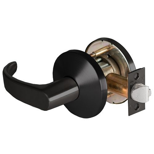 Grade 1 Closet Cylindrical Lock, Lost Motion, 14 Lever, L Rose, Non-Keyed, Matte Black Finish, 2-3/4" ANSI Strike, Non-handed Matte Black