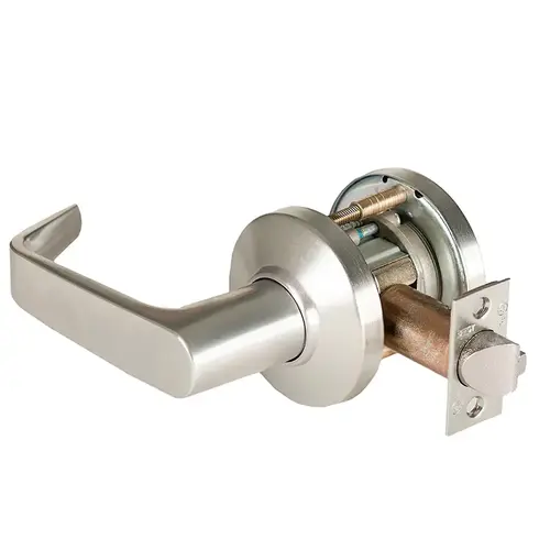 Grade 1 Closet Cylindrical Lock, Lost Motion, 15 Lever, C Rose, Non-Keyed, Satin Nickel Finish, 2-3/4" ANSI Strike, Non-handed Satin Nickel