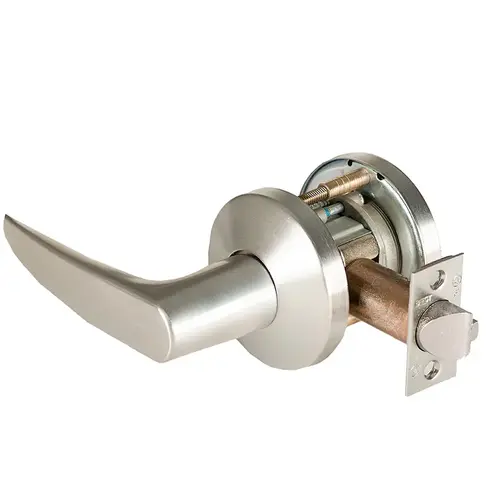 Grade 1 Exit Cylindrical Lock, Lost Motion, 16 Lever, K Rose, Non-Keyed, Satin Nickel Finish, 4-7/8" ANSI Strike, Non-handed Satin Nickel