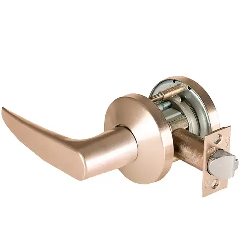 Grade 1 Closet Cylindrical Lock, Lost Motion, 16 Lever, K Rose, Non-Keyed, Satin Bronze Finish, 2-3/4" ANSI Strike, Non-handed Satin Bronze