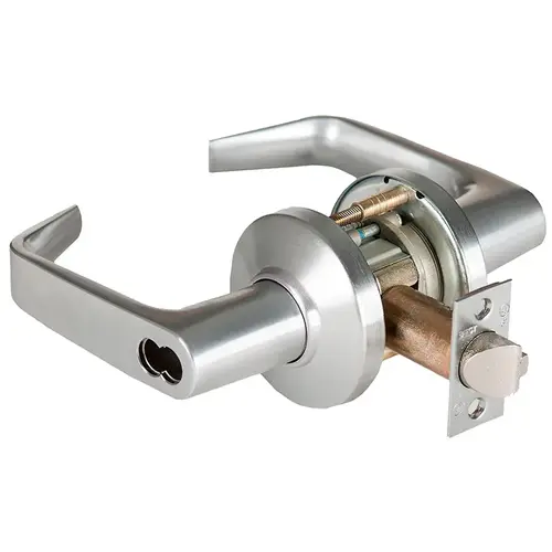 Grade 1 Special Cylindrical Lock, Lost Motion, 15 Lever, C Rose, SFIC Less Core, Satin Chrome Finish, 4-7/8" ANSI Strike, Non-handed Satin Chrome