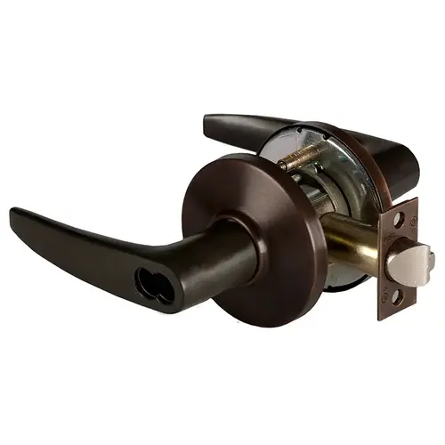 Grade 1 Store Cylindrical Lock, Lost Motion, 16 Lever, D Rose, SFIC Less Core, Dark Bronze Finish, 2-3/4" ANSI Strike, Non-handed Dark Bronze