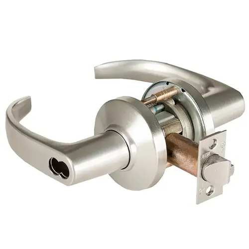 9K Series 2-3/4" Backset 7 Pin Entry 14 Lever and C Rose with ANSI Strike Less Core Satin Nickel Finish