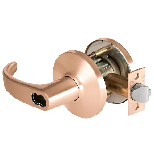 Grade 1 Exit Cylindrical Lock, Lost Motion, 14 Lever, D Rose, SFIC Less Core, Satin Bronze Finish, 4-7/8" ANSI Strike, Non-handed Satin Bronze