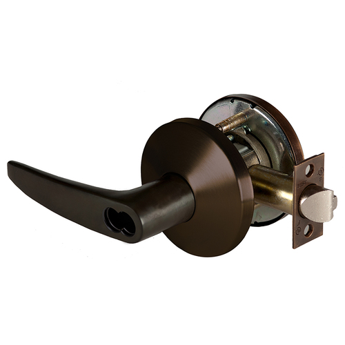 Grade 1 Special Cylindrical Lock, Lost Motion, 16 Lever, L Rose, SFIC Less Core, Dark Bronze Finish, 4-7/8" ANSI Strike, Non-handed Dark Bronze