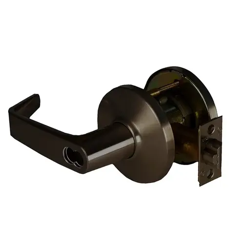 Grade 1 Closet/Storeroom Cylindrical Lock, Lost Motion, 15 Lever, D Rose, SFIC Less Core, Dark Bronze Finish, 4-7/8" ANSI Strike, Non-handed Dark Bronze