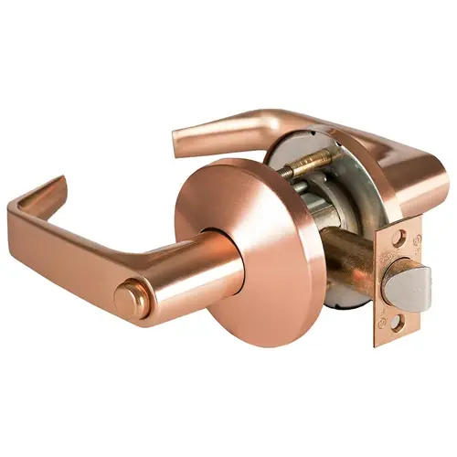 Grade 1 Privacy Cylindrical Lock, Lost Motion, 15 Lever, L Rose, Non-Keyed, Satin Bronze Finish, 4-7/8" ANSI Strike, Non-handed Satin Bronze