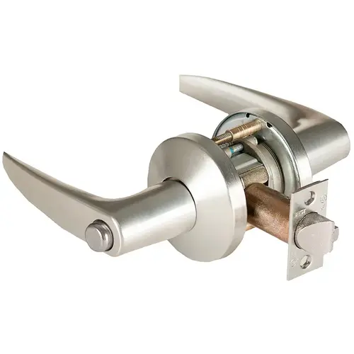 Grade 1 Hospital Privacy Cylindrical Lock, Lost Motion, 16 Lever, K Rose, Non-Keyed, Satin Nickel Finish, 2-3/4" ANSI Strike, Non-handed Satin Nickel