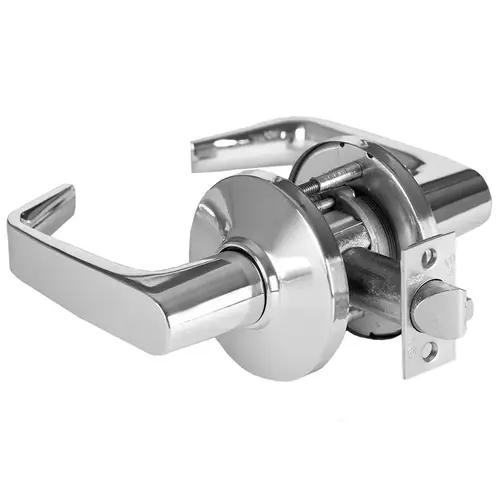 Grade 1 Passage Cylindrical Lock, Lost Motion, 15 Lever, D Rose, Non-Keyed, Bright Chrome Finish, 2-3/4" ANSI Strike, Non-handed Bright Chrome