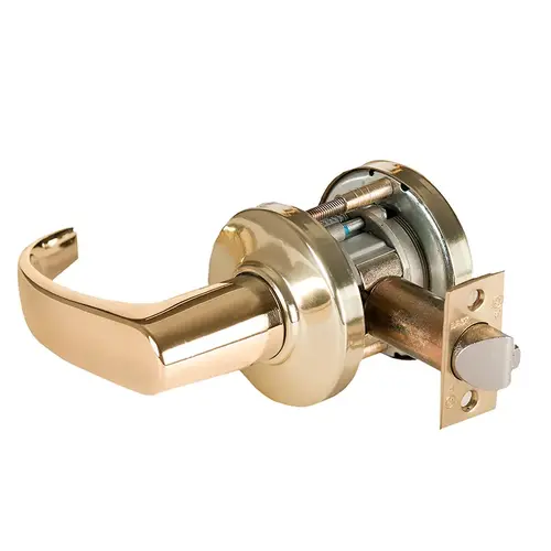 Grade 1 Closet Cylindrical Lock, Lost Motion, 14 Lever, C Rose, Non-Keyed, Bright Brass Finish, 2-3/4" ANSI Strike, Non-handed Bright Brass