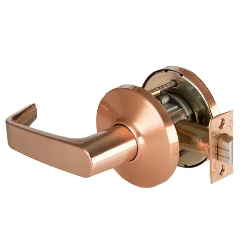 Grade 1 Exit Cylindrical Lock, Lost Motion, 15 Lever, D Rose, Non-Keyed, Satin Bronze Finish, 4-7/8" ANSI Strike, Non-handed Satin Bronze