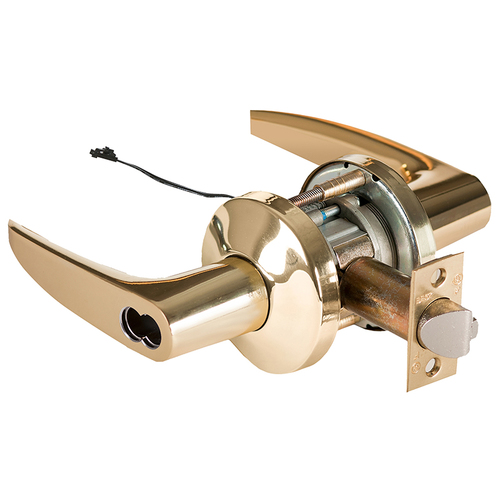 Electric Cylindrical Lock Bright Brass