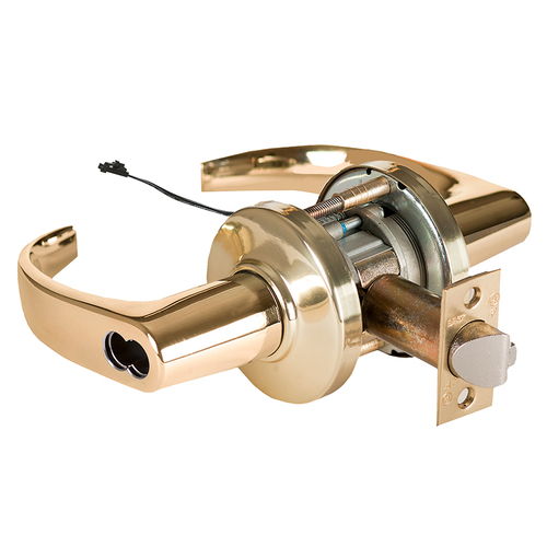 Electric Cylindrical Lock Bright Brass