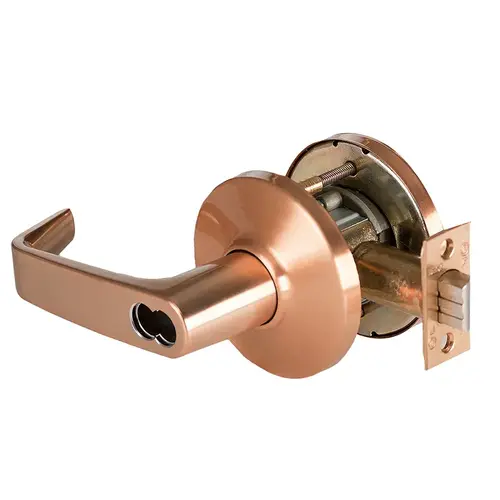 Grade 1 Special Cylindrical Lock, Lost Motion, 15 Lever, D Rose, SFIC Less Core, Satin Bronze Finish, 2-3/4" ANSI Strike, Non-handed Satin Bronze