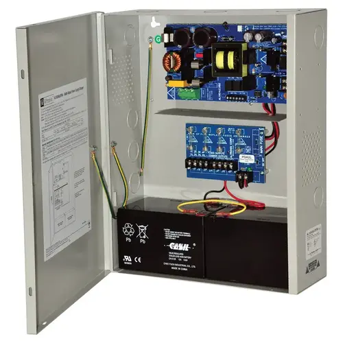 Power Supply/Charger, Input 115VAC 60Hz at 4.2A, 4 Fused Outputs, 24VDC at 8A or 10A, Grey Enclosure